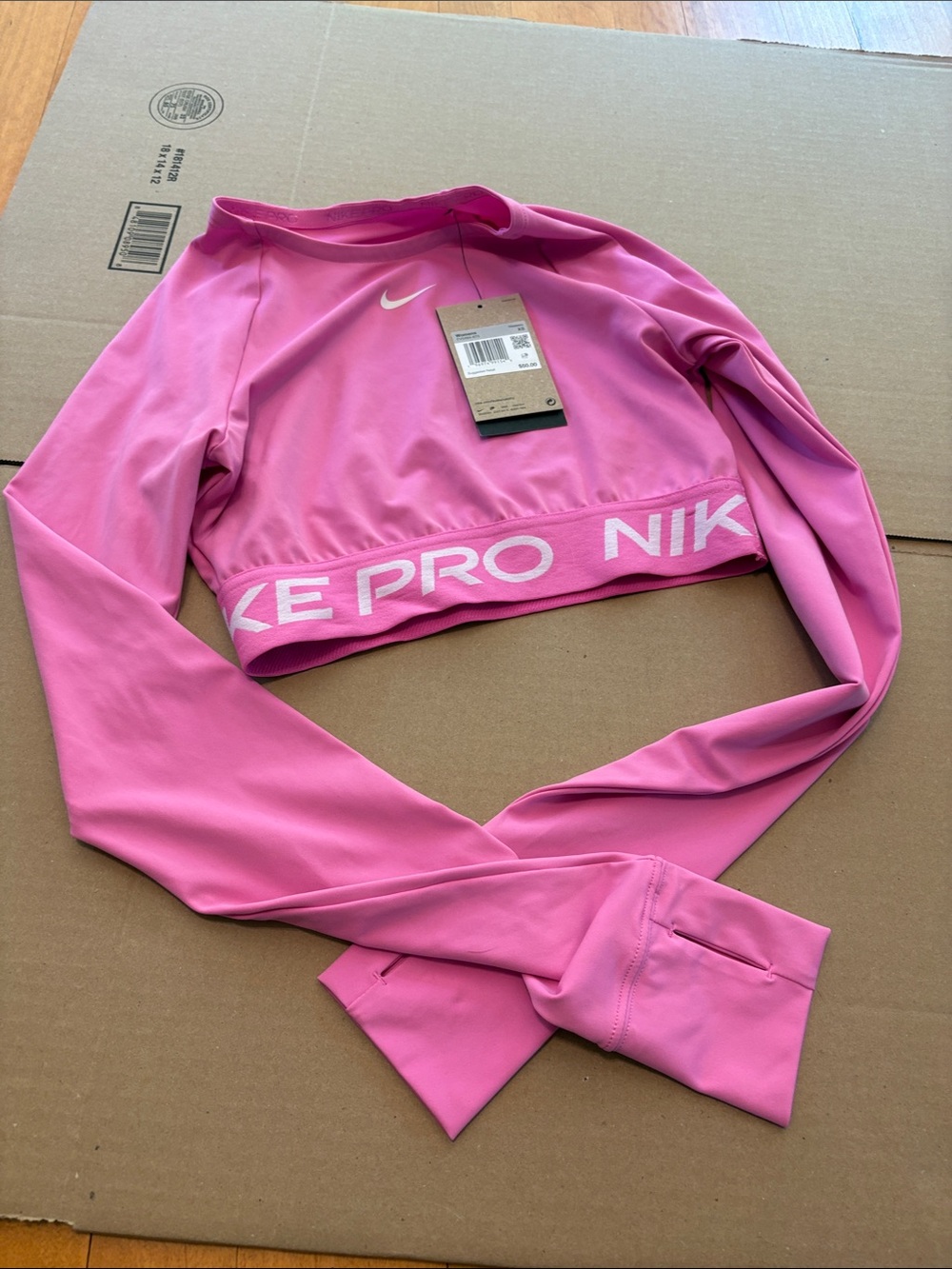Nike Pink Long Sleeve Crop Training Top